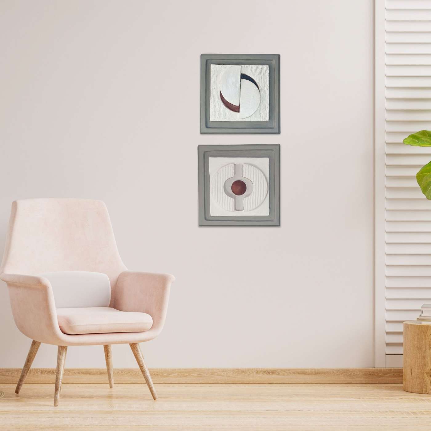 Kit De Quadros Geométricos Cinza