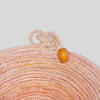 Cesto Decorativo De Cordão Bege Com Couro