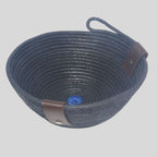 Cesta Decorativa Preta De Cordão Com Couro