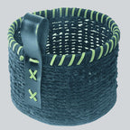 Cesto Organizador Preto Com Couro