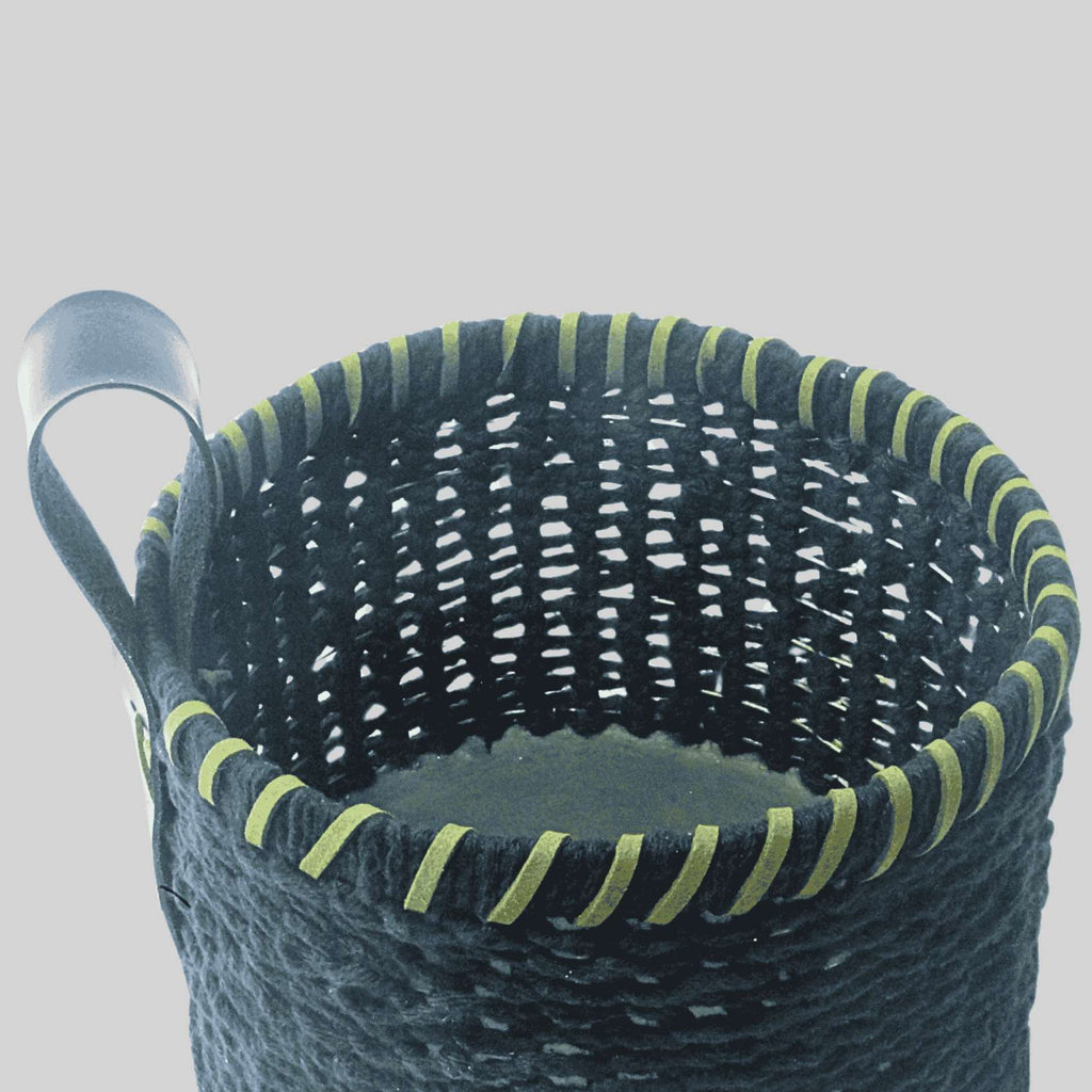 Cesto Organizador Preto Com Couro