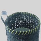 Cesto Organizador Preto Com Couro