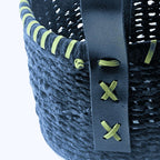 Cesto Organizador Preto Com Couro