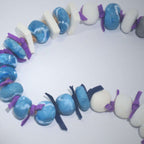 Colar De Mesa  Azul Com Couro