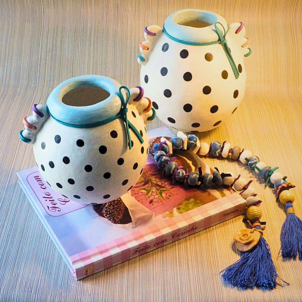 Colar De Mesa  Azul Com Couro