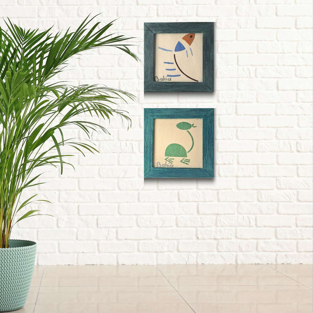 Quadro Texturizado Figura Rupestre Verde