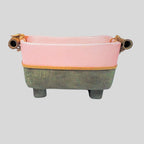 Cachepot Floreira Cinza E Rosa