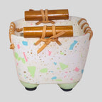 Vaso Granilite Branco Com Bambu