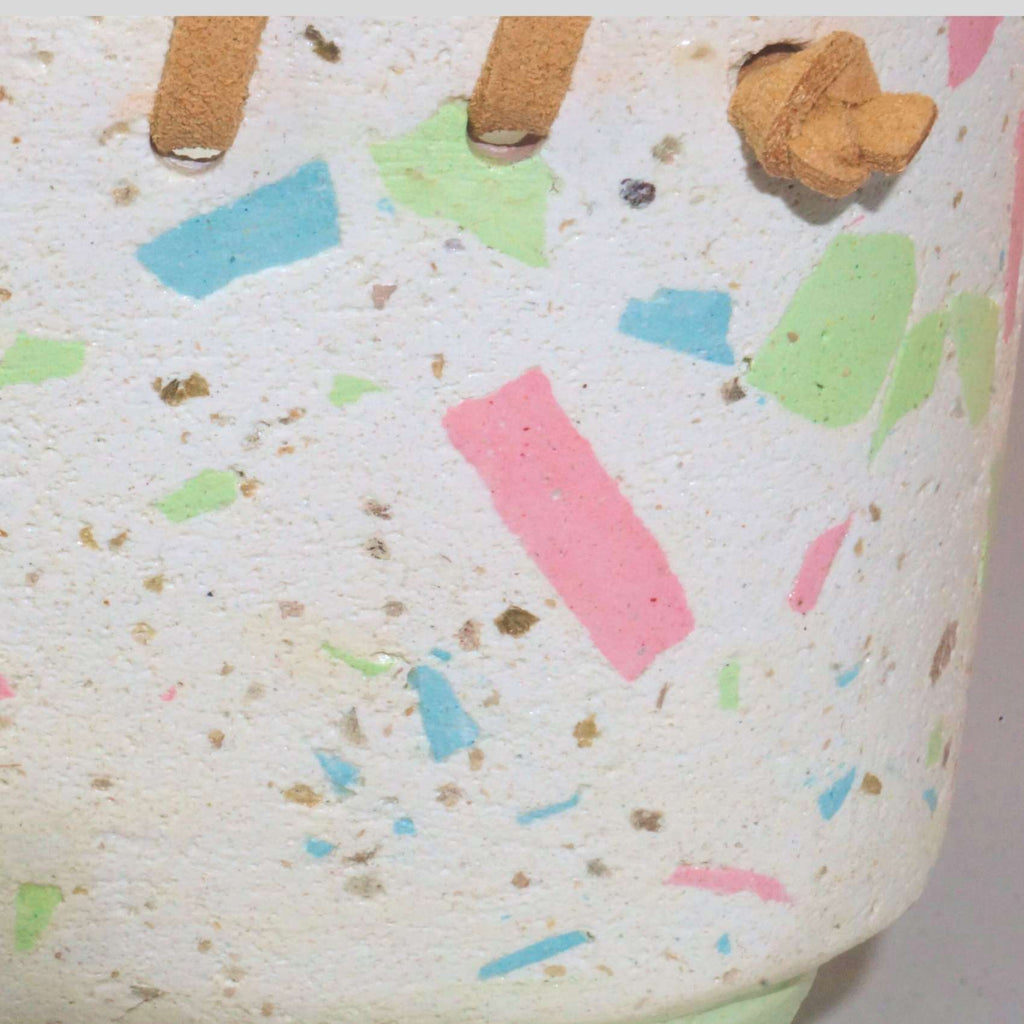 Vaso Granilite Branco Com Bambu