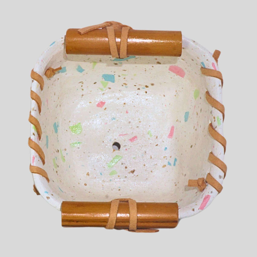 Vaso Granilite Branco Com Bambu