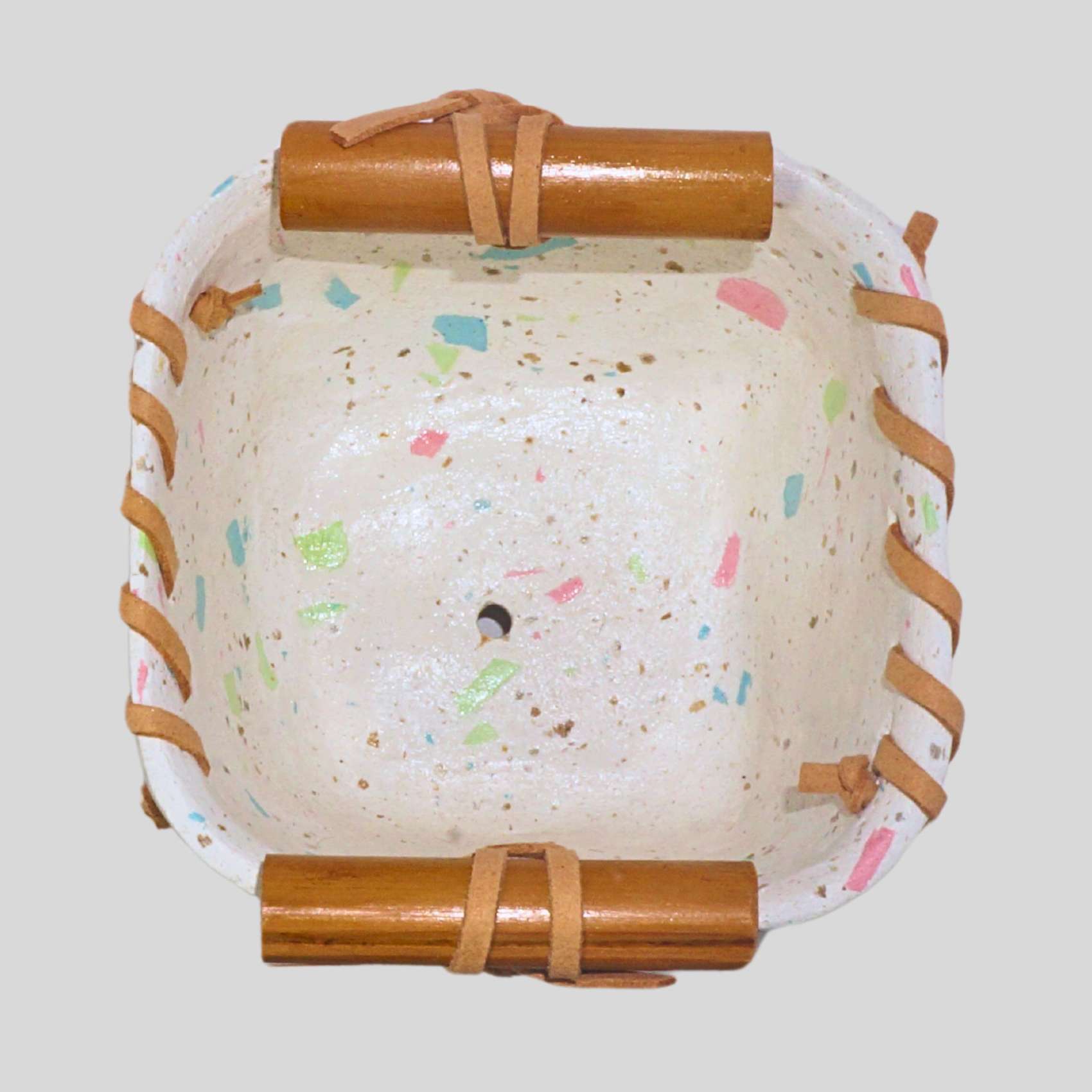 Vaso Granilite Branco Com Bambu