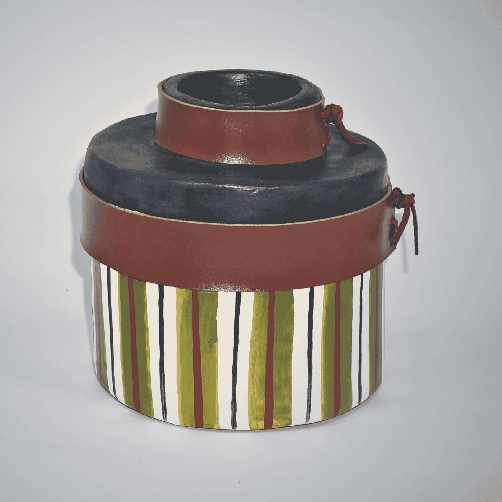 Vaso Grafite Estampado Com Couro