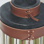 Vaso Grafite Estampado Com Couro