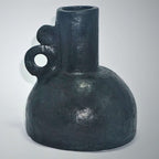 Vaso Decorativo Grafite Com Bojo E Alça Lateral