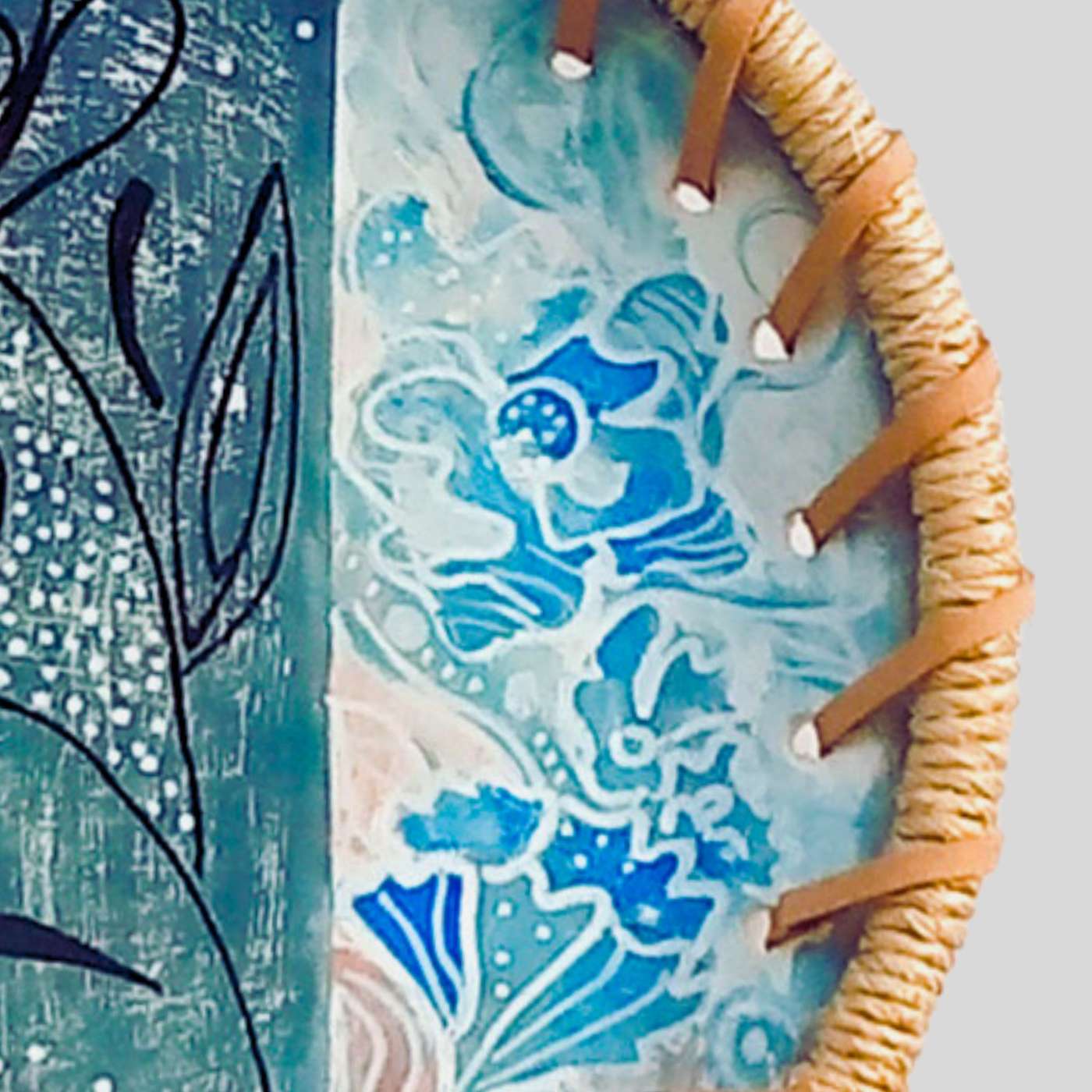 Prato Decorativo De Parede Floral Azul