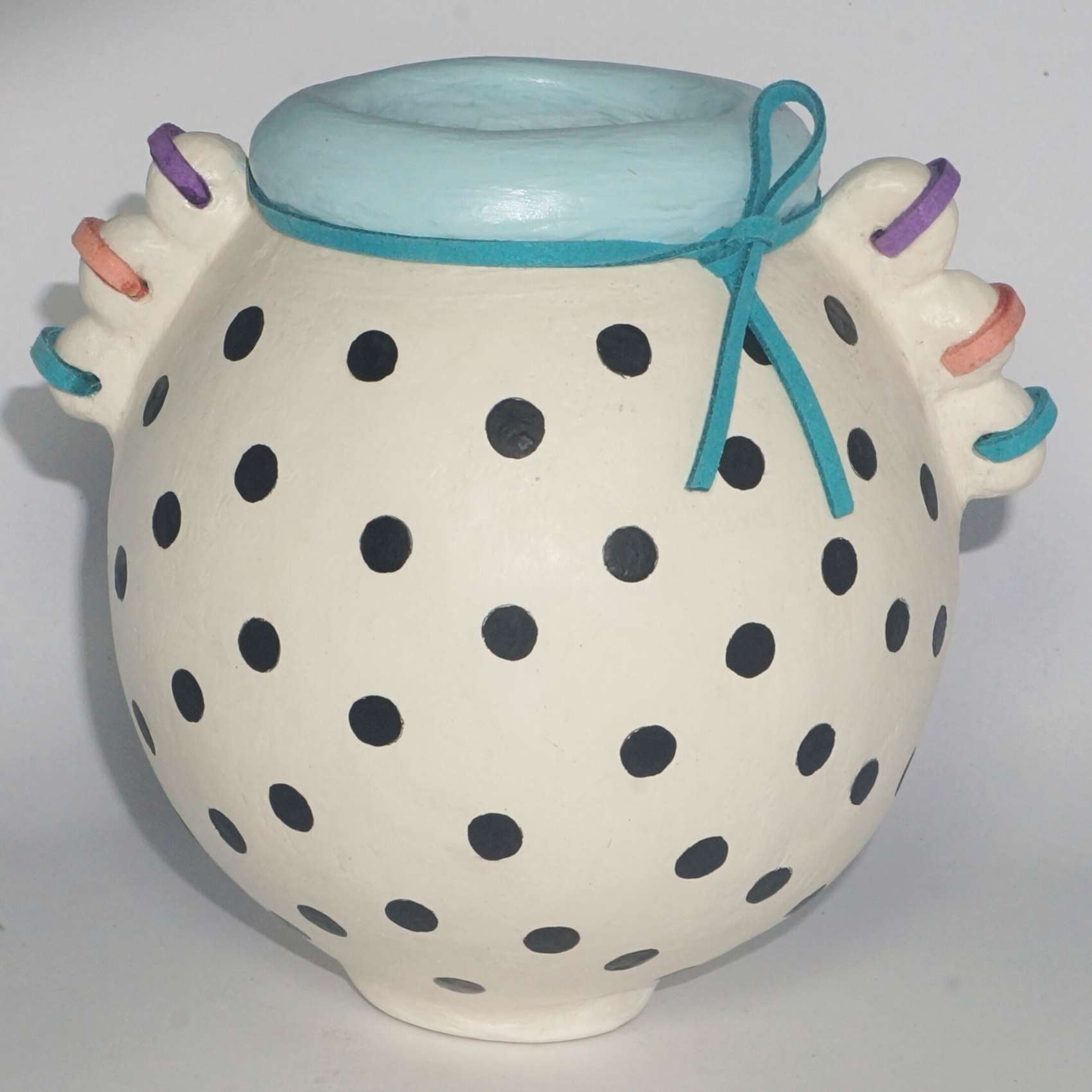 Vaso Poá Branco e Preto