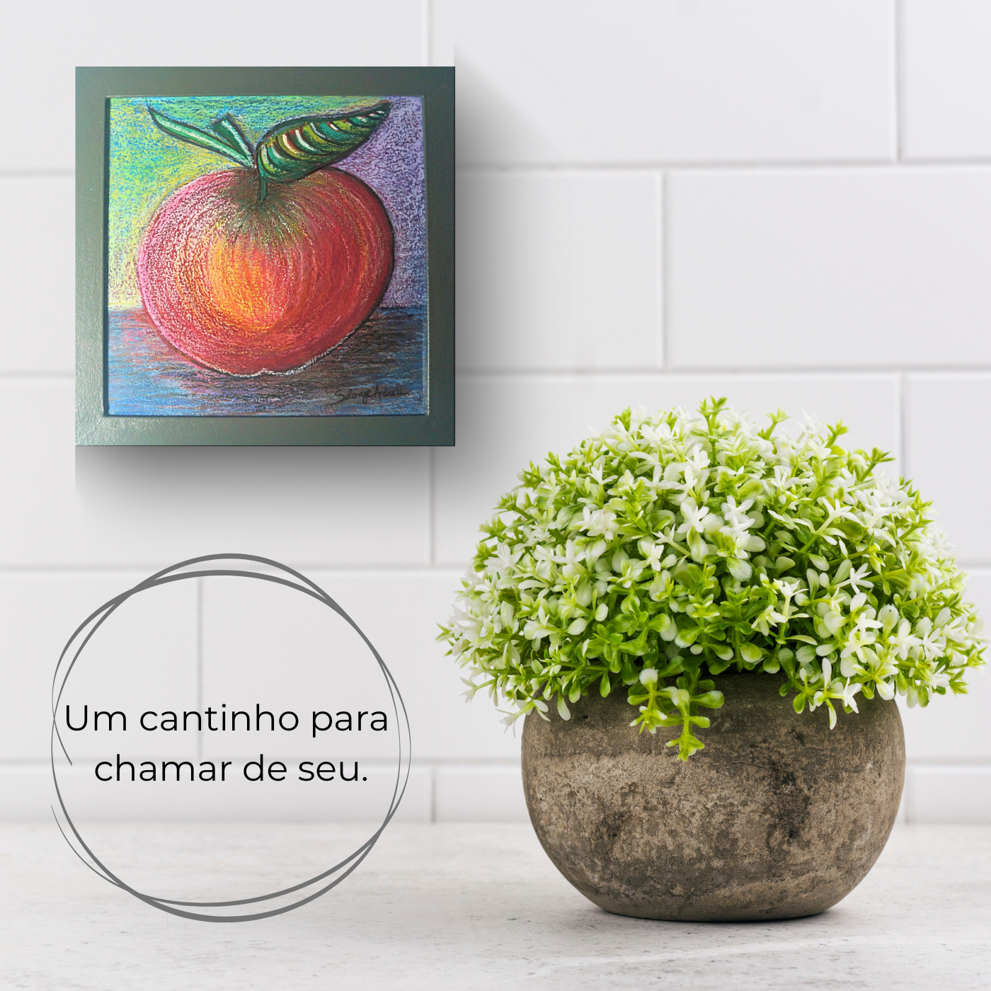 Quadro Decorativo Aquarela Maça