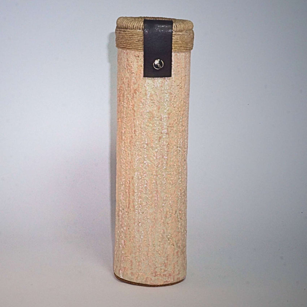 Vaso Tubo Texturizado Com Couro