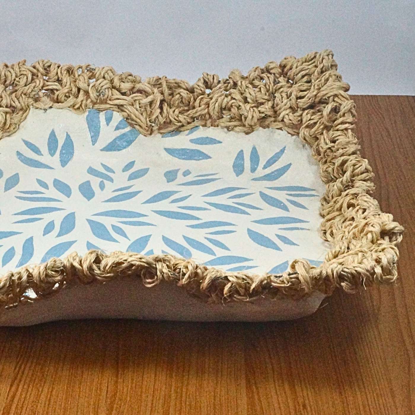 Prato Decorativo Centro De Mesa Floral Azul