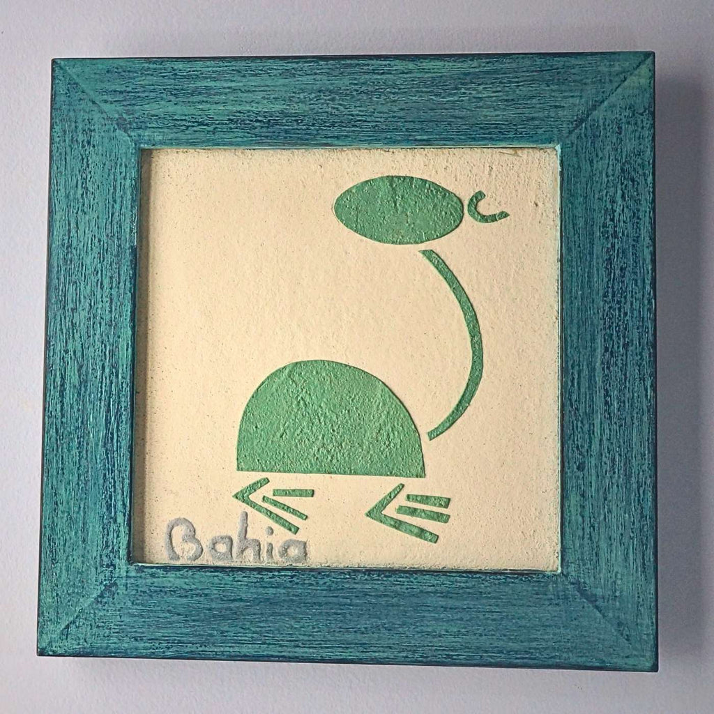 Quadro Texturizado Figura Rupestre Verde