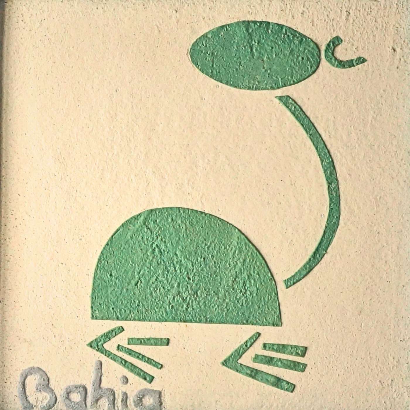 Quadro Texturizado Figura Rupestre Verde