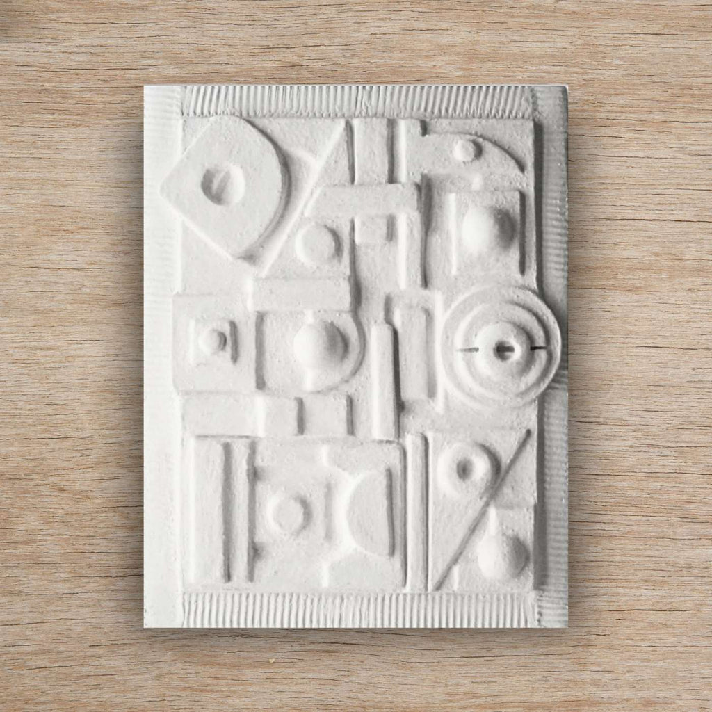 Quadro Geométrico Em Relevo Texturizado Branco