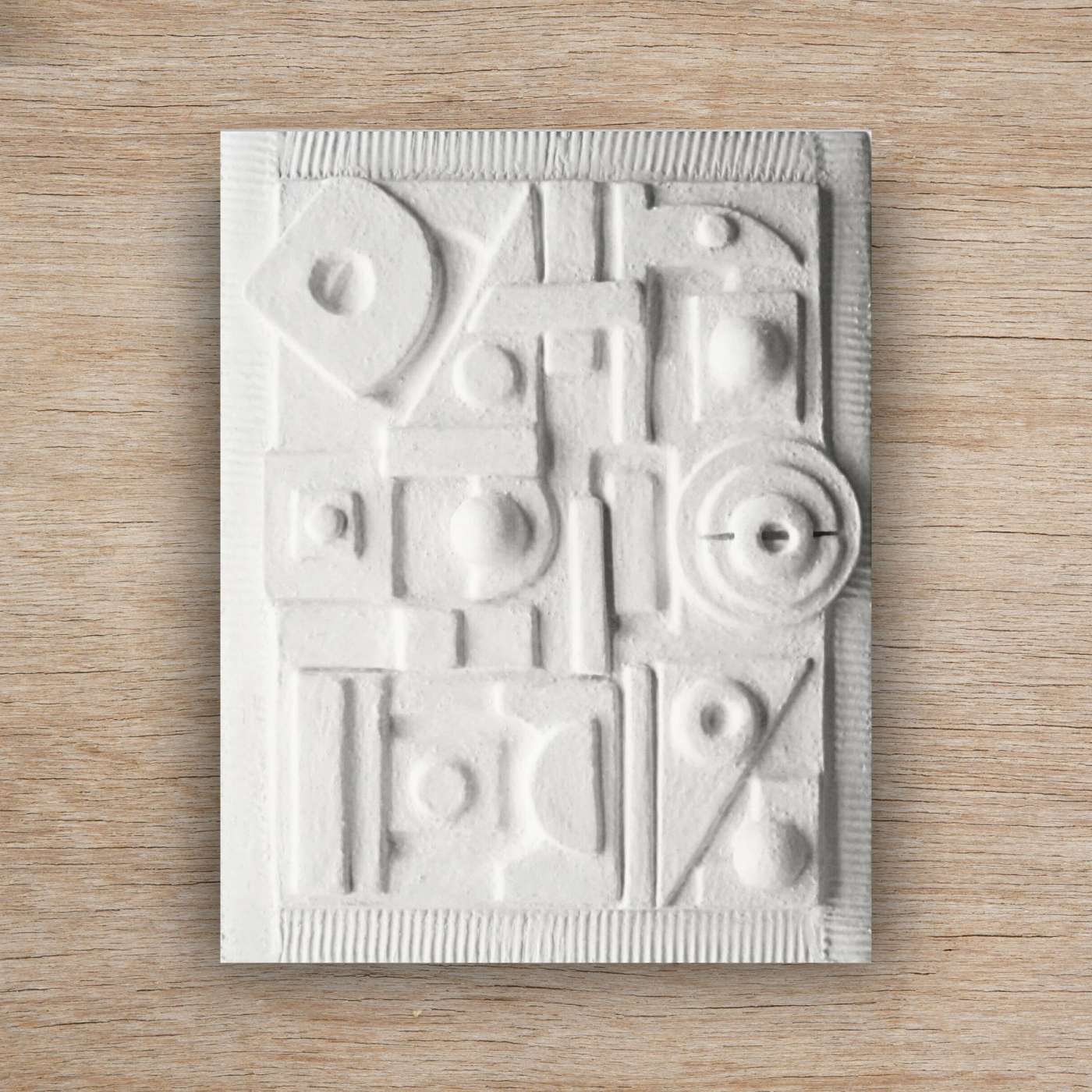 Quadro Geométrico Em Relevo Texturizado Branco