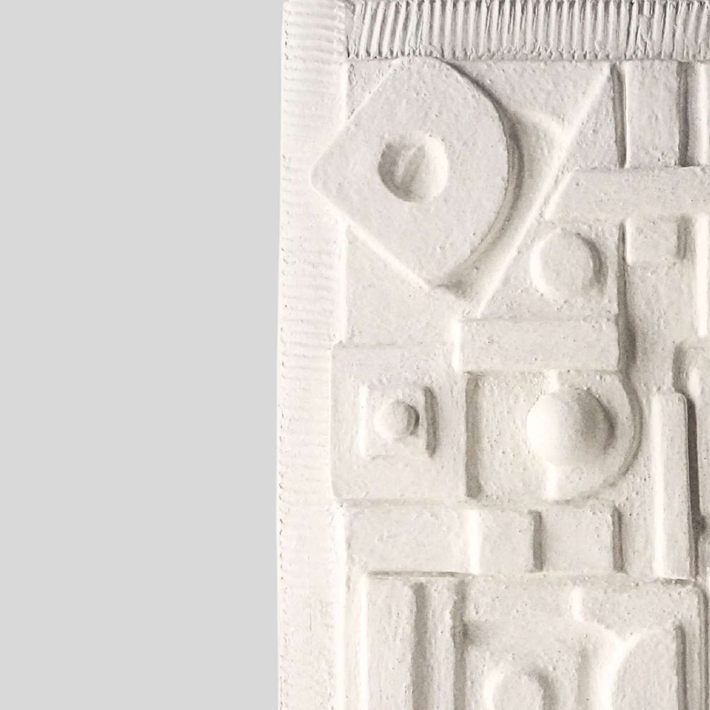 Quadro Geométrico Em Relevo Texturizado Branco