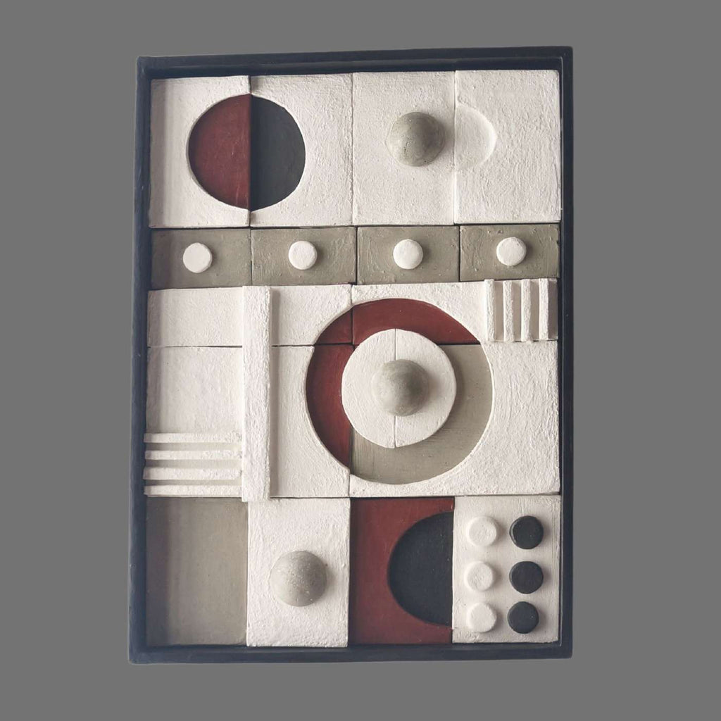 Quadro Geométrico Em Relevo Texturizado Cinza